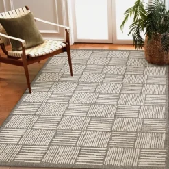 Kirkland's Home Blake Gray Cube Indoor/Outdoor Area Rug, 7X9- Outdoor Rugs