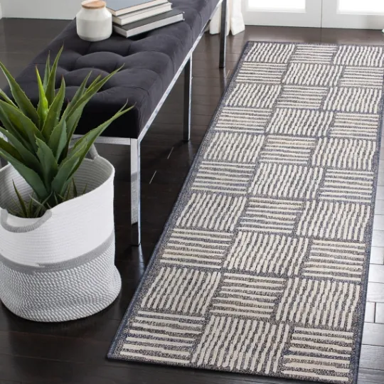 Kirkland's Home Blake Gray Cube Indoor/Outdoor Runner, 1X7- Outdoor Rugs