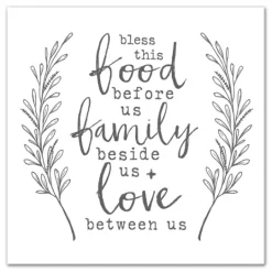 Kirkland's Home Bless This Food White And Gray Canvas Art Print- Wall Quotes & Signs