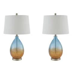 Kirkland's Home Blue And Amber Glass Table Lamps, Set Of 2- Table Lamps