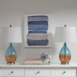 Kirkland's Home Blue And Amber Glass Table Lamps, Set Of 2- Table Lamps