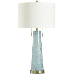 Kirkland's Home Blue And Gold Swirl Glass Table Lamp- Table Lamps
