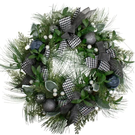 Kirkland's Home Blue And Gray Bow Wreath- Wreaths