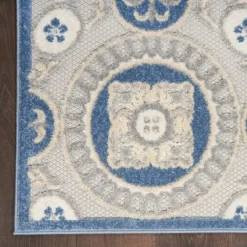 Kirkland's Home Blue And Gray Medallion Outdoor Area Rug, 6X9- Outdoor Rugs
