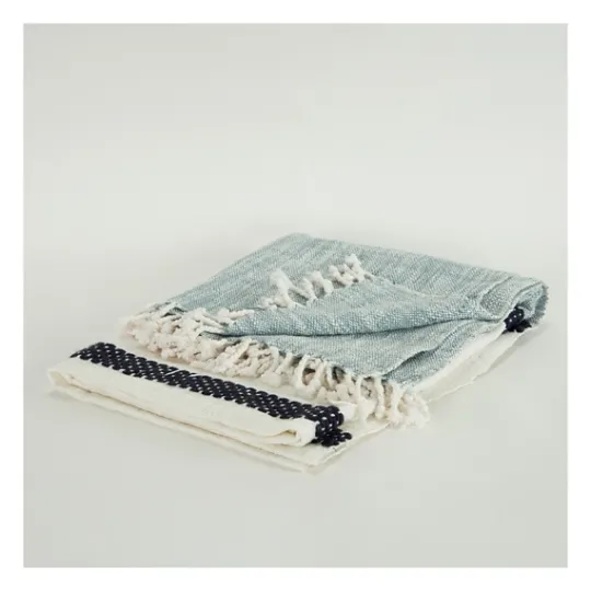 Kirkland's Home Blue And Ivory Colorblock Throw- Blankets & Throws