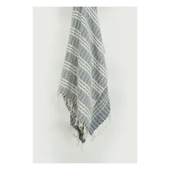 Kirkland's Home Blue And Ivory Striped Cotton Throw- Blankets & Throws