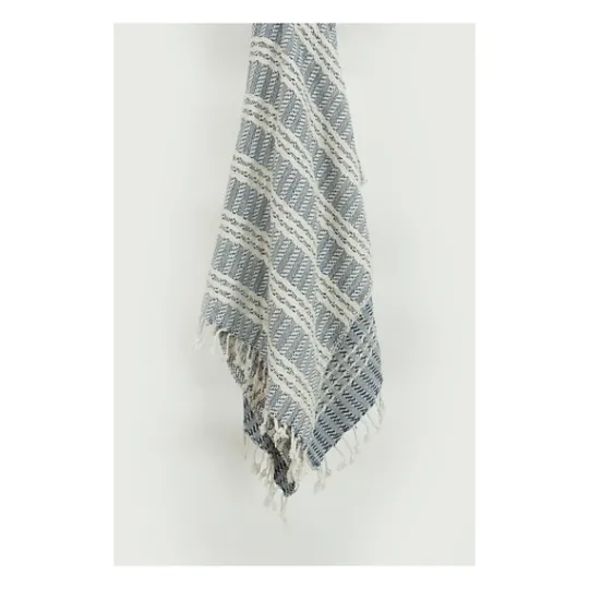 Kirkland's Home Blue And Ivory Striped Cotton Throw- Blankets & Throws