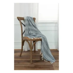 Kirkland's Home Blue And Ivory Striped Cotton Throw- Blankets & Throws