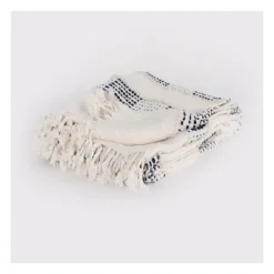 Kirkland's Home Blue And Ivory Woven Stripe Throw- Blankets & Throws
