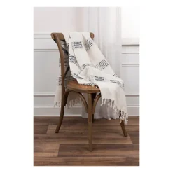 Kirkland's Home Blue And Ivory Woven Stripe Throw- Blankets & Throws