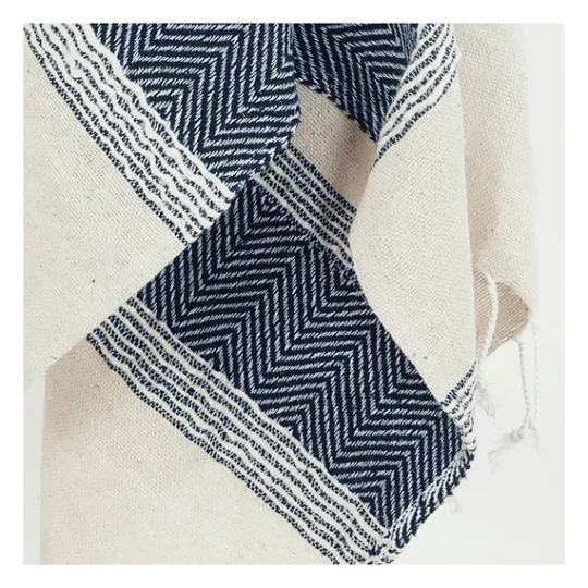 Kirkland's Home Blue And Natural Colorblock Chevron Throw- Blankets & Throws