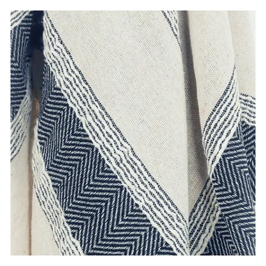 Kirkland's Home Blue And Natural Colorblock Chevron Throw- Blankets & Throws