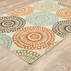 Kirkland's Home Blue And Orange Circles Outdoor Area Rug, 6X9- Outdoor Rugs