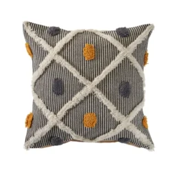 Kirkland's Home Blue And Orange Tufted Accent Pillow- Pillows