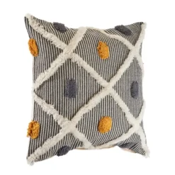 Kirkland's Home Blue And Orange Tufted Accent Pillow- Pillows