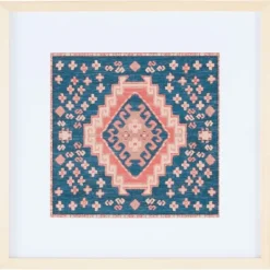 Kirkland's Home Blue And Pink Geometric Framed Textile Wall Plaque- Wall Plaques