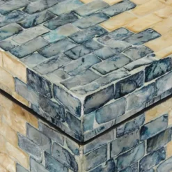 Kirkland's Home Blue And Tan Wood Capiz Shell 2-Pc. Box Set- Baskets & Boxes