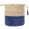 Kirkland's Home Blue And Tan Woven Jute Basket With Tassel, 17 In.- Baskets & Boxes