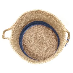 Kirkland's Home Blue And Tan Woven Jute Basket With Tassel, 17 In.- Baskets & Boxes