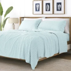 Kirkland's Home Blue And White Chevron 3-Pc. Twin Sheet Set- Bed Sheets