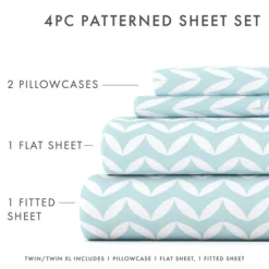 Kirkland's Home Blue And White Chevron 3-Pc. Twin Sheet Set- Bed Sheets