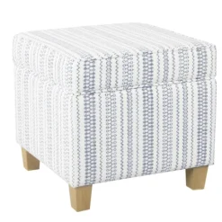 Kirkland's Home Blue And White Hometown Striped Storage Ottoman- Benches & Ottomans