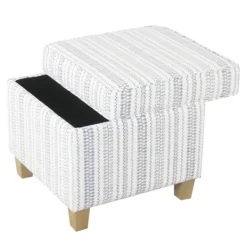 Kirkland's Home Blue And White Hometown Striped Storage Ottoman- Benches & Ottomans