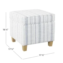 Kirkland's Home Blue And White Hometown Striped Storage Ottoman- Benches & Ottomans
