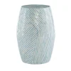Kirkland's Home Blue And White Mosaic Capiz Shell Drum End Table- Accent & End Tables