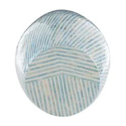 Kirkland's Home Blue And White Mosaic Capiz Shell Drum End Table- Accent & End Tables