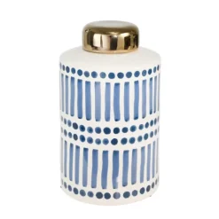 Kirkland's Home Blue And White Patterned Ceramic Jar- Decorative Bowls & Jars