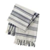 Kirkland's Home Blue And White Striped Tassel Throw- Blankets & Throws