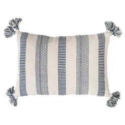 Kirkland's Home Blue And White Woven Stripe Lumbar Pillow- Pillows