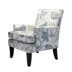 Kirkland's Home Blue And Yellow Floral Upholstered Accent Chair- Accent Chairs