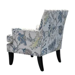 Kirkland's Home Blue And Yellow Floral Upholstered Accent Chair- Accent Chairs