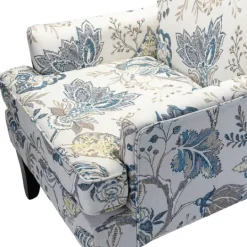 Kirkland's Home Blue And Yellow Floral Upholstered Accent Chair- Accent Chairs