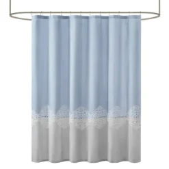 Kirkland's Home Blue Block Embroidered Shower Curtain- Shower Curtains