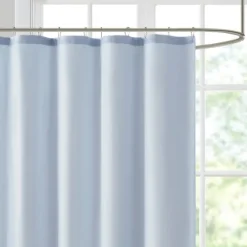 Kirkland's Home Blue Block Embroidered Shower Curtain- Shower Curtains