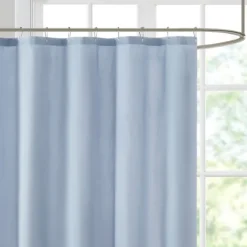 Kirkland's Home Blue Block Embroidered Shower Curtain- Shower Curtains