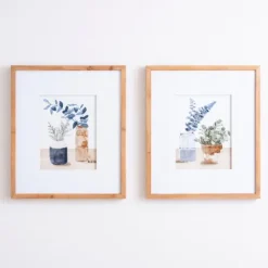 Kirkland's Home Blue Botanical Vase Framed Art Prints, Set Of 2- Framed Art