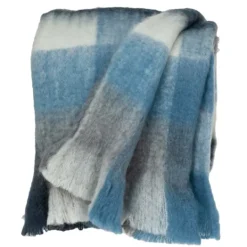 Kirkland's Home Blue Buffalo Check Wool Handloomed Throw- Blankets & Throws