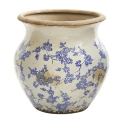 Kirkland's Home Blue Bulous Floral Scroll Ceramic Vase, 10 In.- Vases
