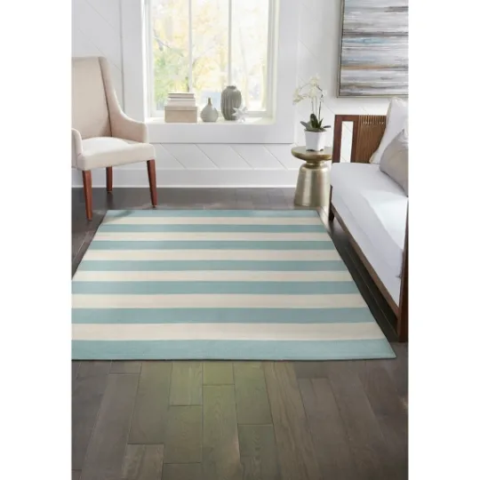 Kirkland's Home Blue Cabana Stripe Indoor/Outdoor Area Rug, 8X11- Outdoor Rugs