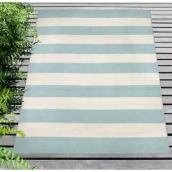 Kirkland's Home Blue Cabana Stripe Indoor/Outdoor Area Rug, 7X9- Outdoor Rugs