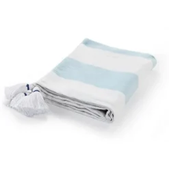 Kirkland's Home Blue Cabana Stripe Tassel Throw- Blankets & Throws