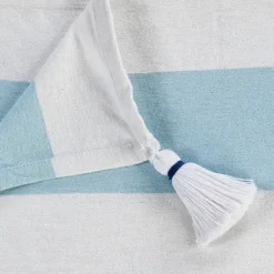 Kirkland's Home Blue Cabana Stripe Tassel Throw- Blankets & Throws