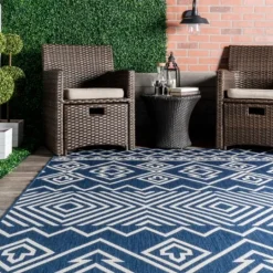 Kirkland's Home Blue Cassie Global Outdoor Area Rug, 5X8- Outdoor Rugs