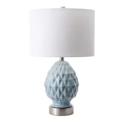 Kirkland's Home Blue Ceramic Geometric Diamond Table Lamp- Table Lamps
