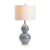 Kirkland's Home Blue Ceramic Hourglass Table Lamp- Table Lamps