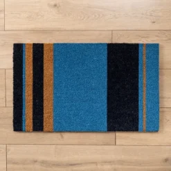 Kirkland's Home Blue Color Block Stripes Coir Doormat- Doormats